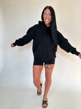 Load image into Gallery viewer, CROPPED MUTED HOODIE- BLACK- PREORDER
